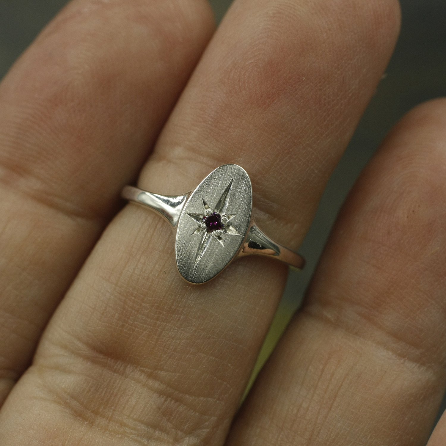 Oval Little Signet Purple Diamond Star Ring 1.jpg