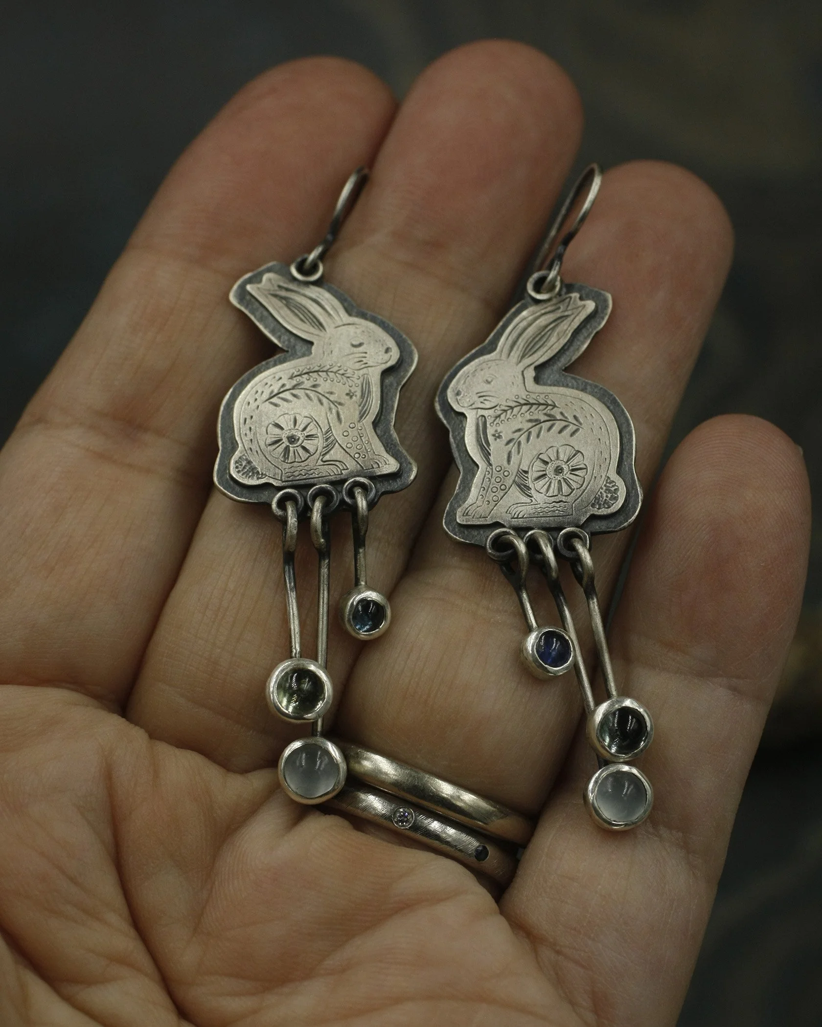 Folk Bunny witrh Dangles Earrings 3.jpg