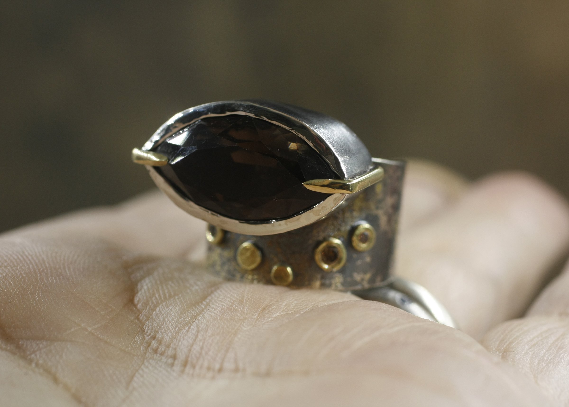 Megan Smoky Quartz Crevice Fused Lichen Ring 1.jpg