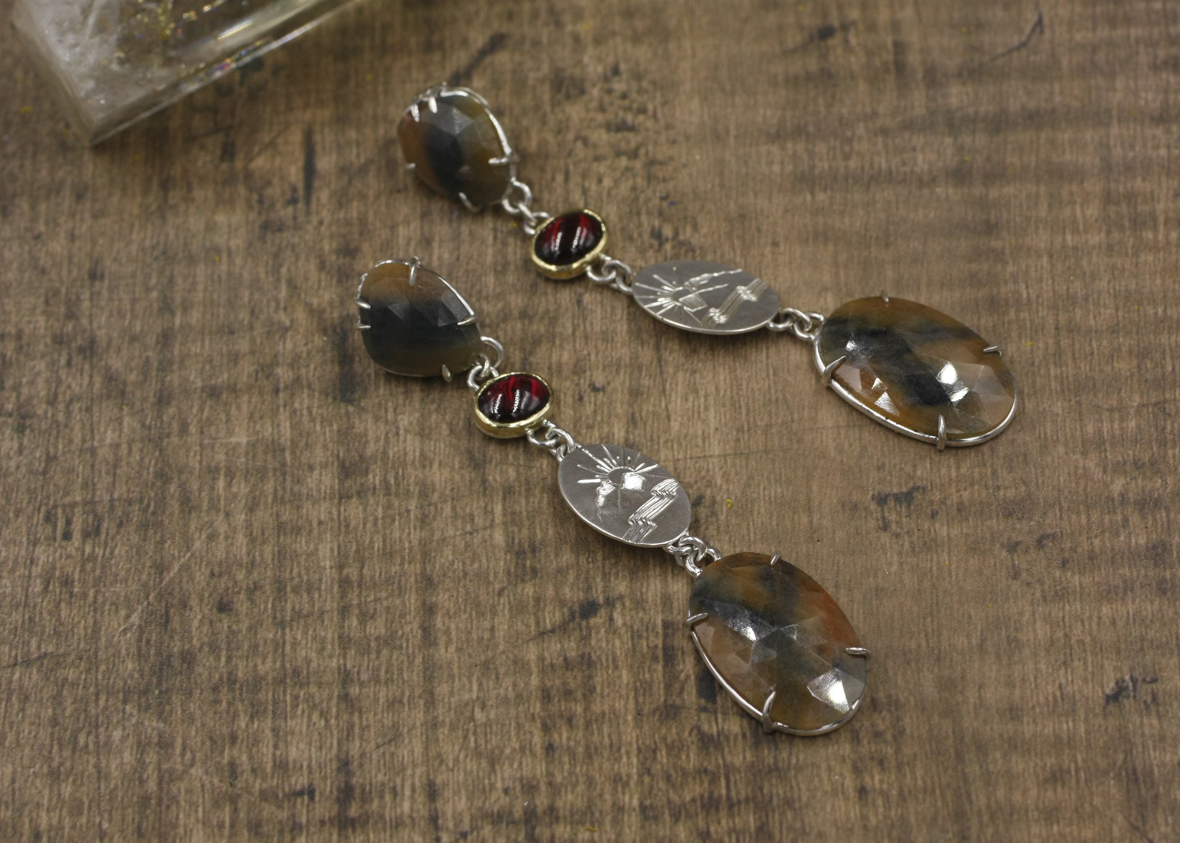 Brenda Rose Cut Sapphire Mountain Earrings 1.jpg
