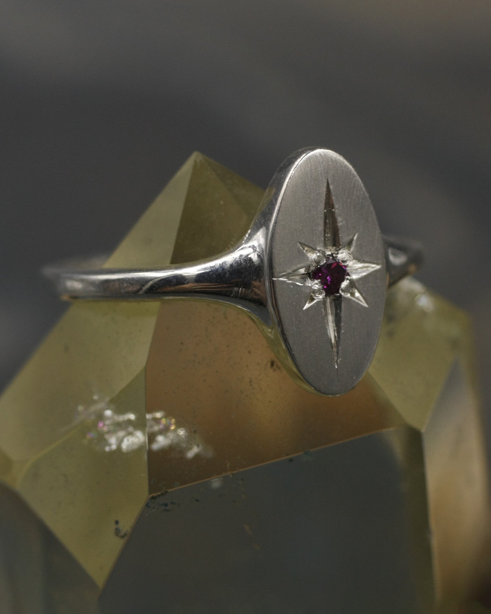 Oval Little Signet Purple Diamond Star Ring.jpg