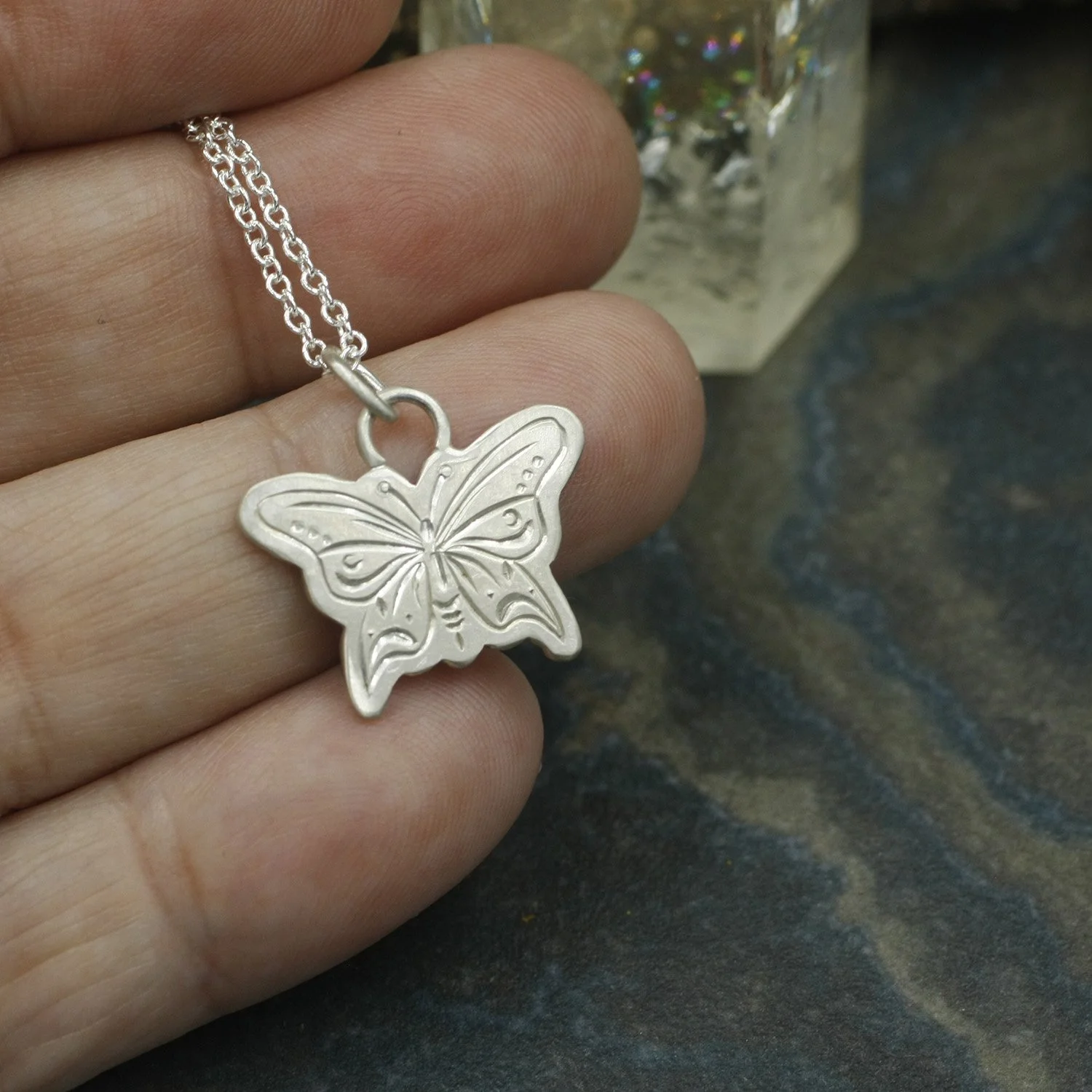 Gravée Mini Butterfly Crescent Moons Pendant.jpg