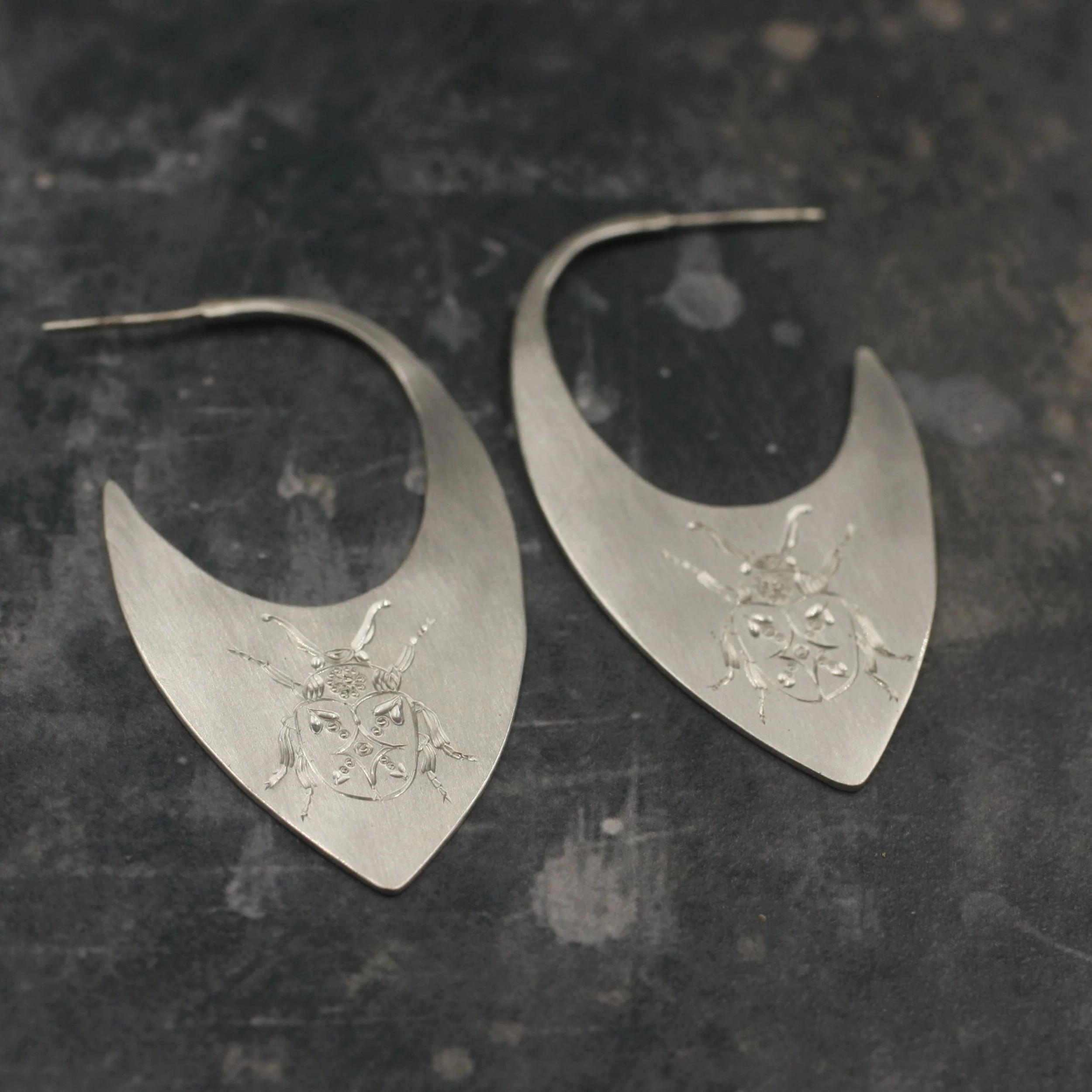 Gravée Folk Art Flower and Beetle earrings.jpg