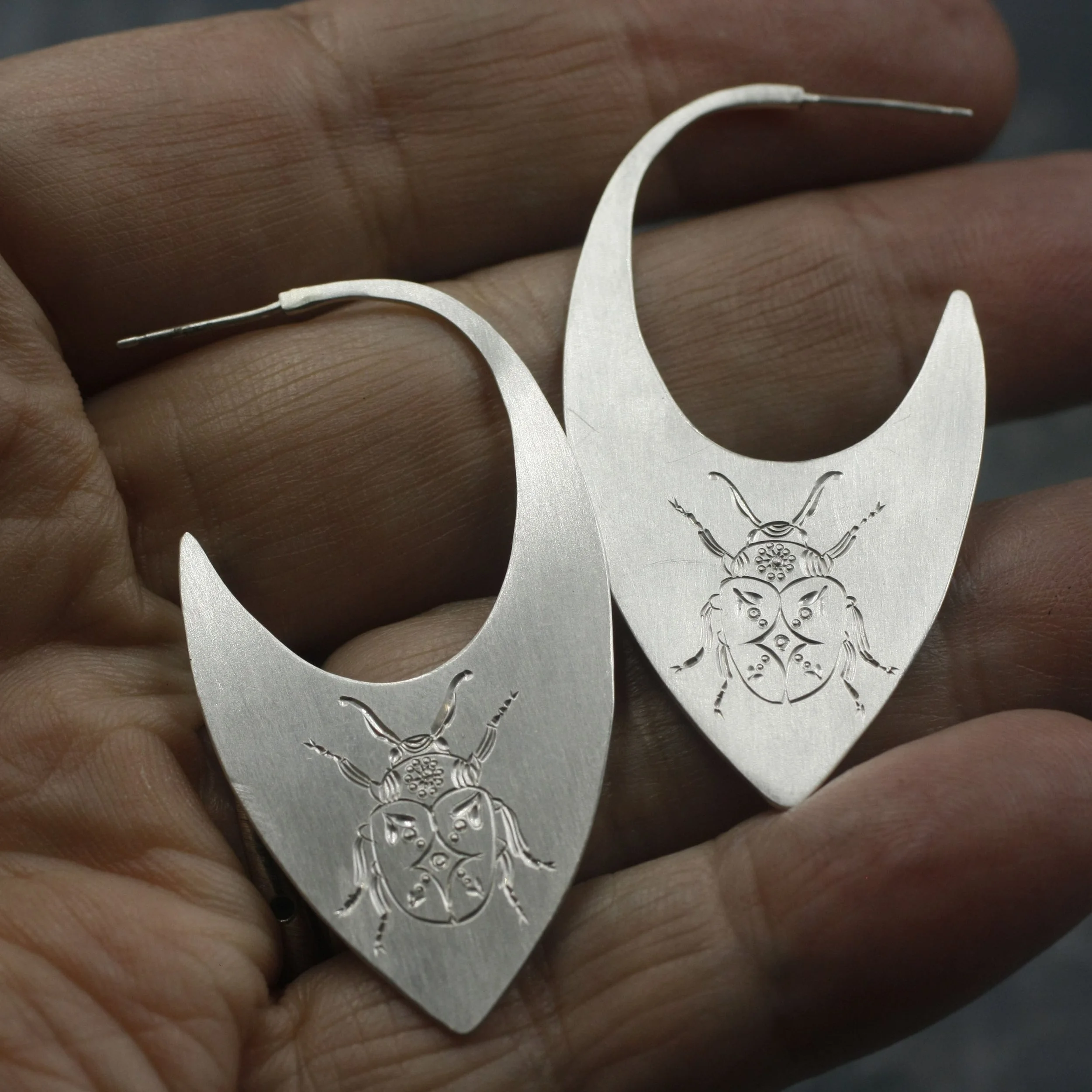 Gravée Folk Art Flower and Beetle earrings 5.jpg