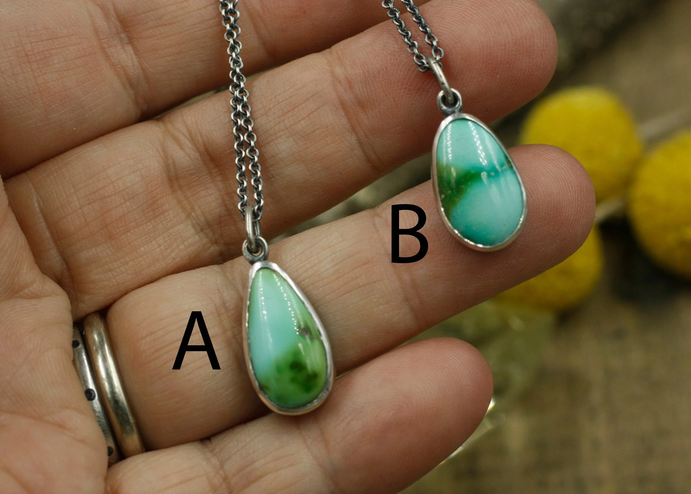 Botanicals Sonora Gold Turquoise Leaf imprint Pendants LABELED.jpg