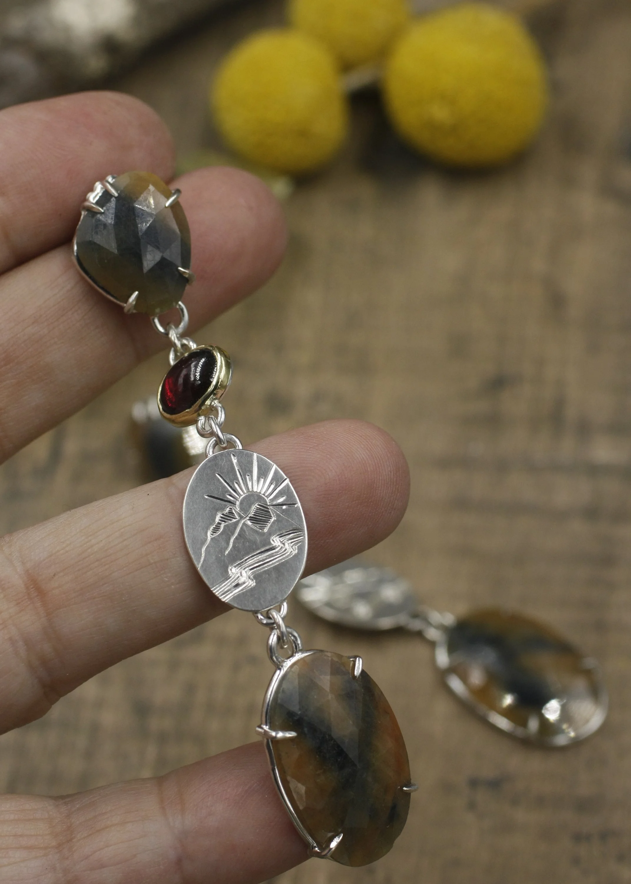 Brenda Rose Cut Sapphire Mountain Earrings 2.jpg