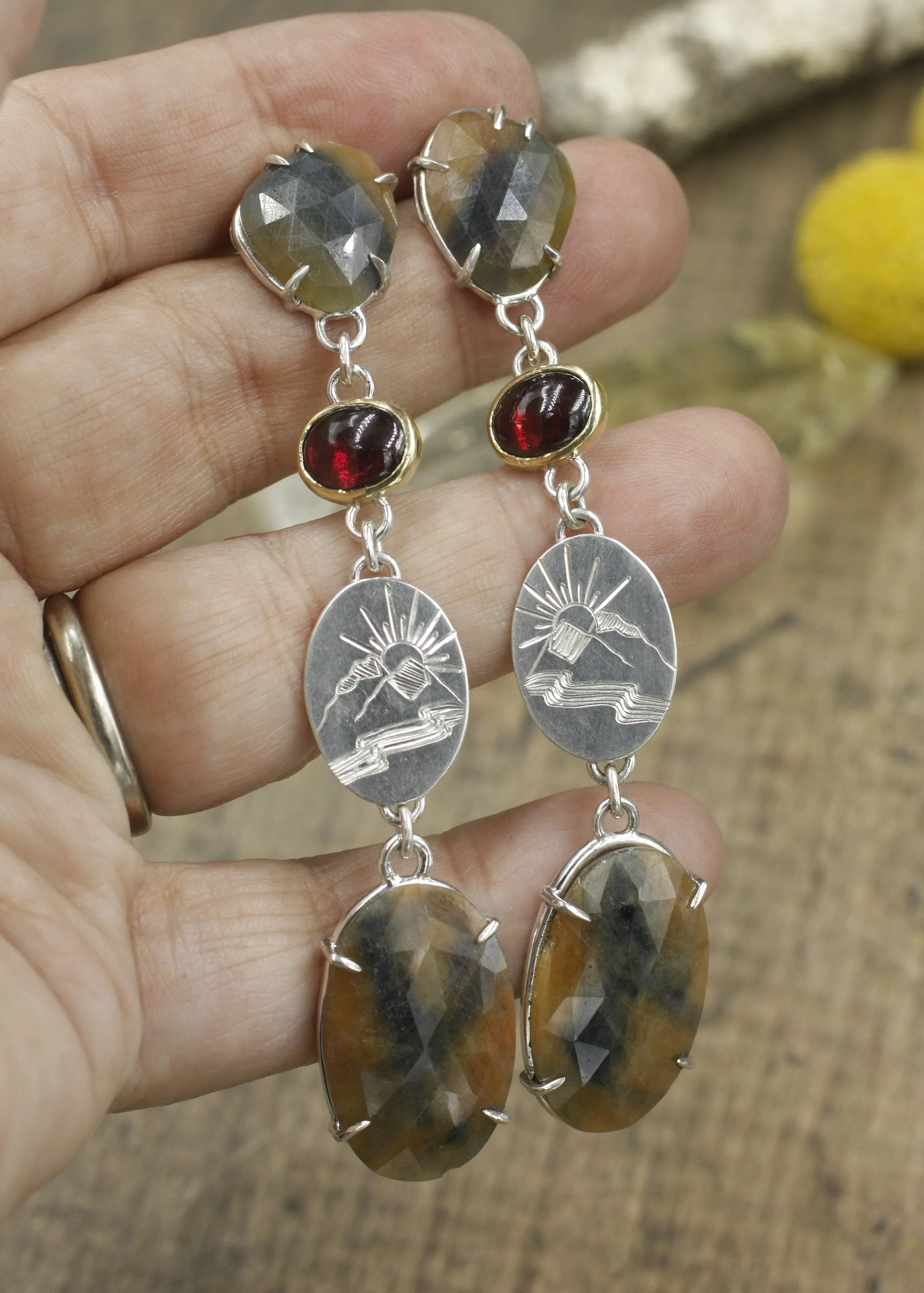 Brenda Rose Cut Sapphire Mountain Earrings 4.jpg