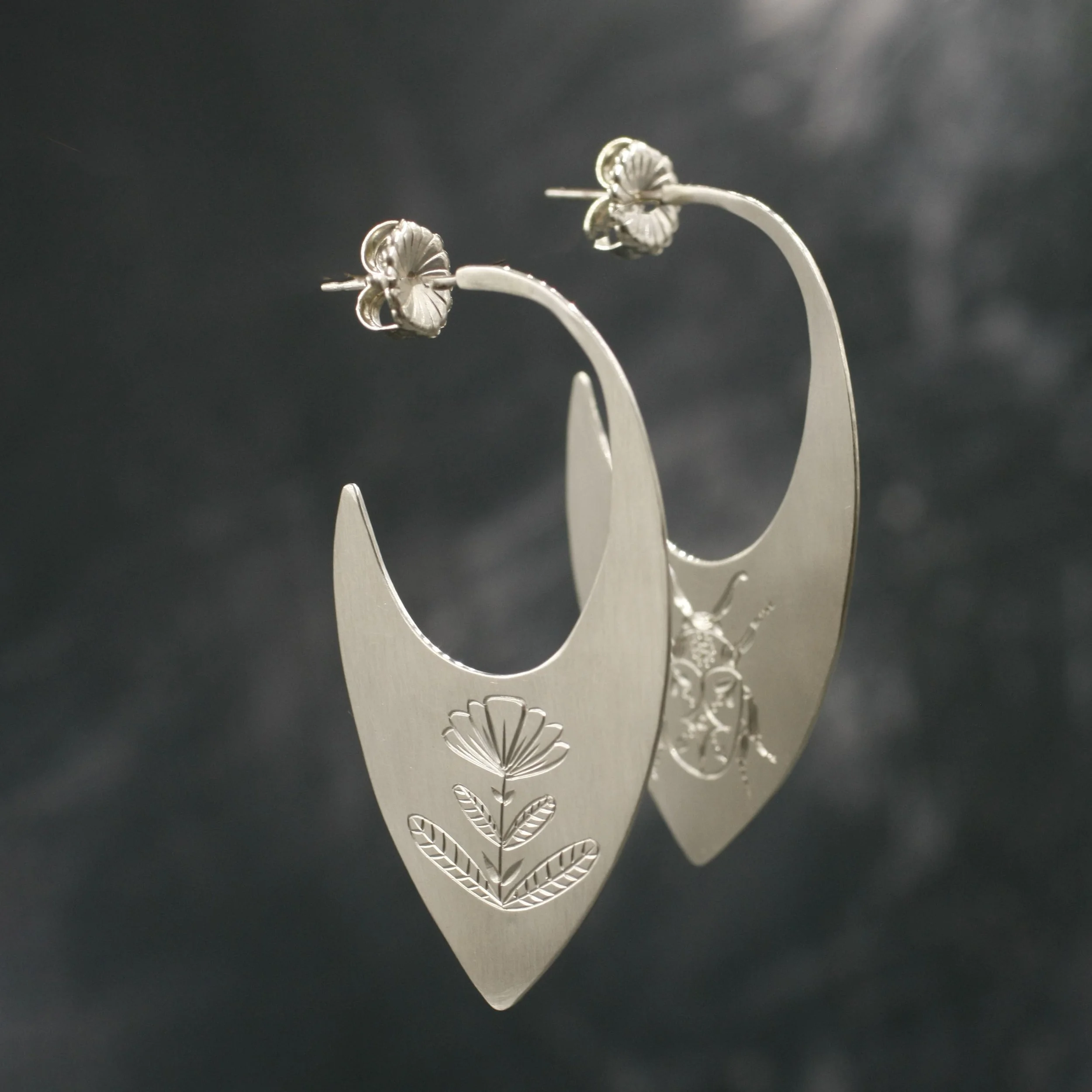Gravée Folk Art Flower and Beetle earrings 6.jpg