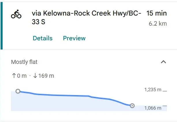 Information about cycling elevation between the KVR and Storia Vale.
