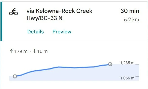 Information about cycling elevation between the KVR and Storia Vale.