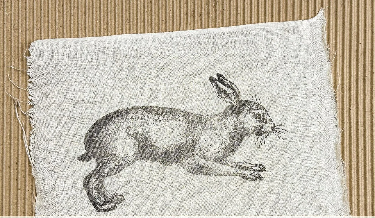 Large rabbit hand stamped ephemera
