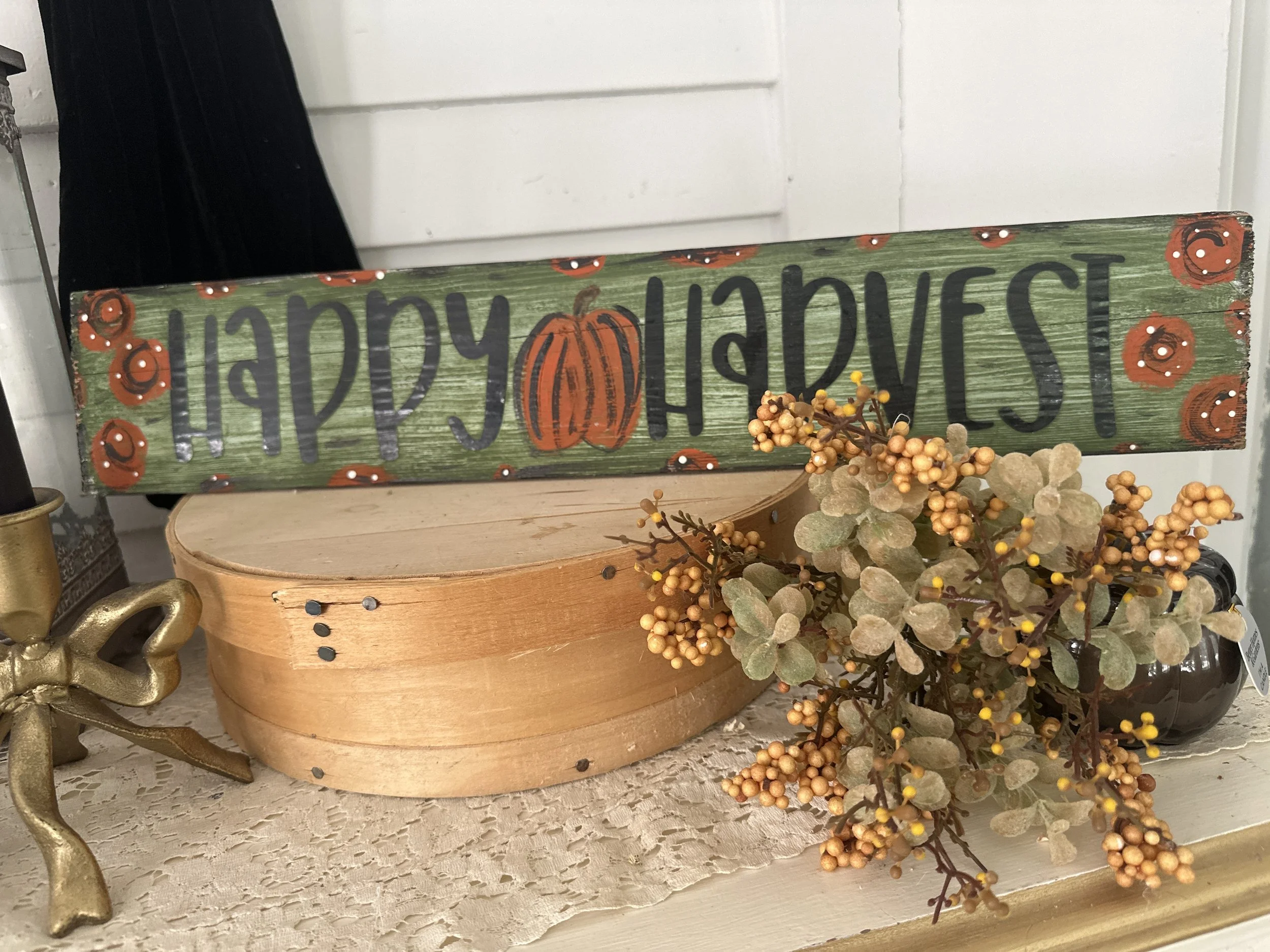 Green Happy Harvest  barnwood sign