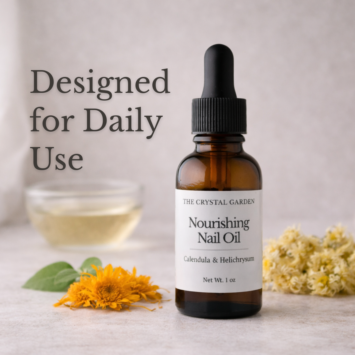 Nourishing Nail Oil with calendula and helichrysum botanical nail and cuticle oil