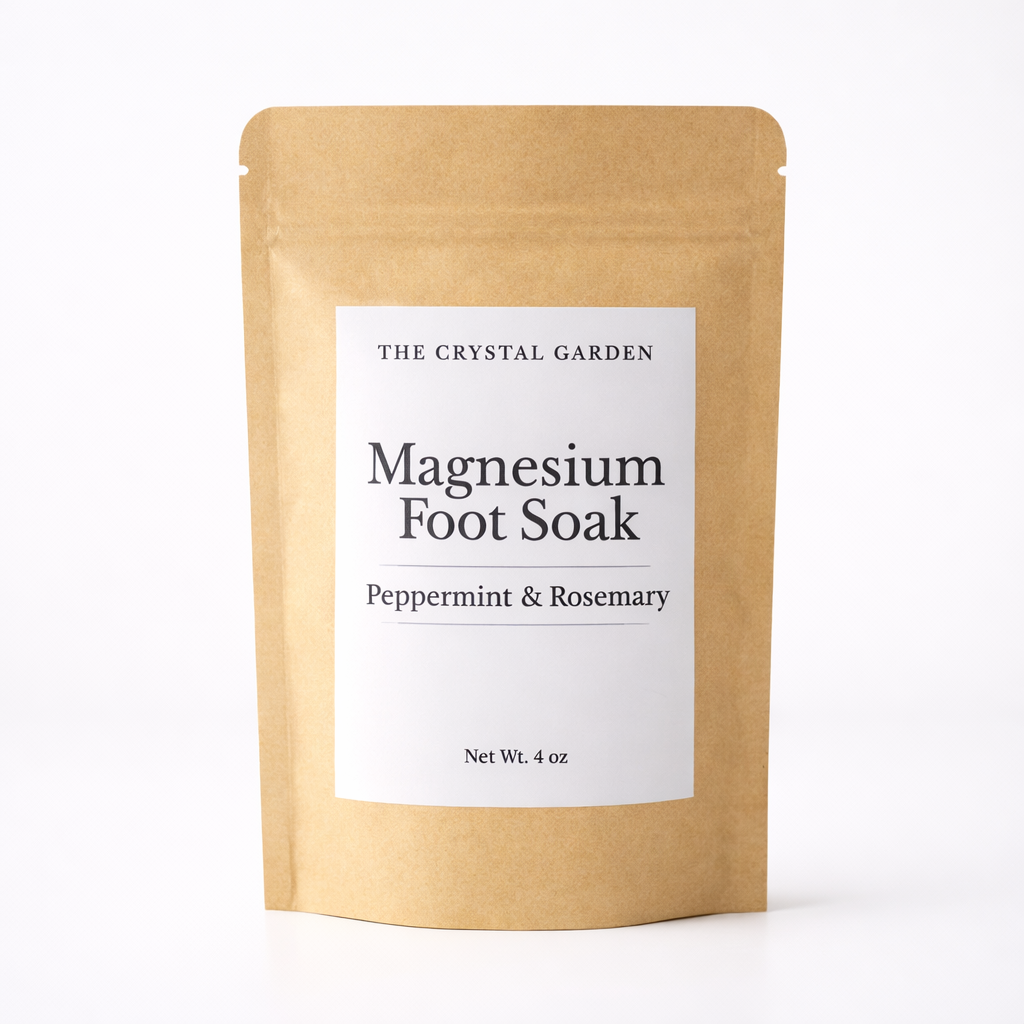 Peppermint and rosemary magnesium foot soak pouches single-use and 4 oz by The Crystal Garden