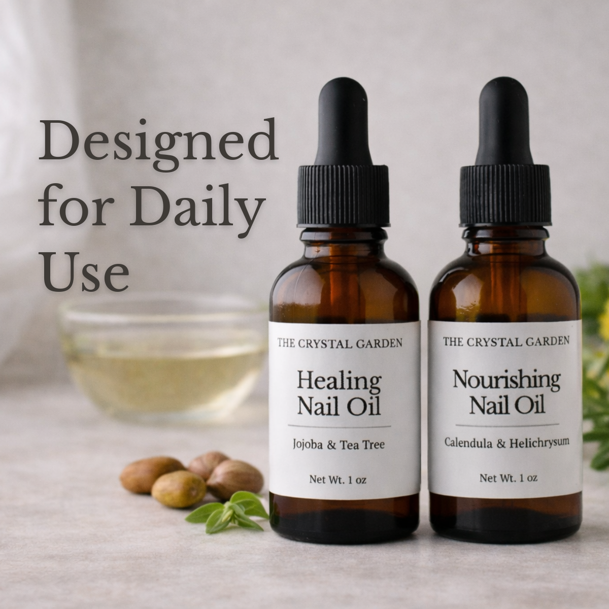 Botanical Nail Oil Bundle with Healing Nail Oil and Nourishing Nail Oil for nail and cuticle care
