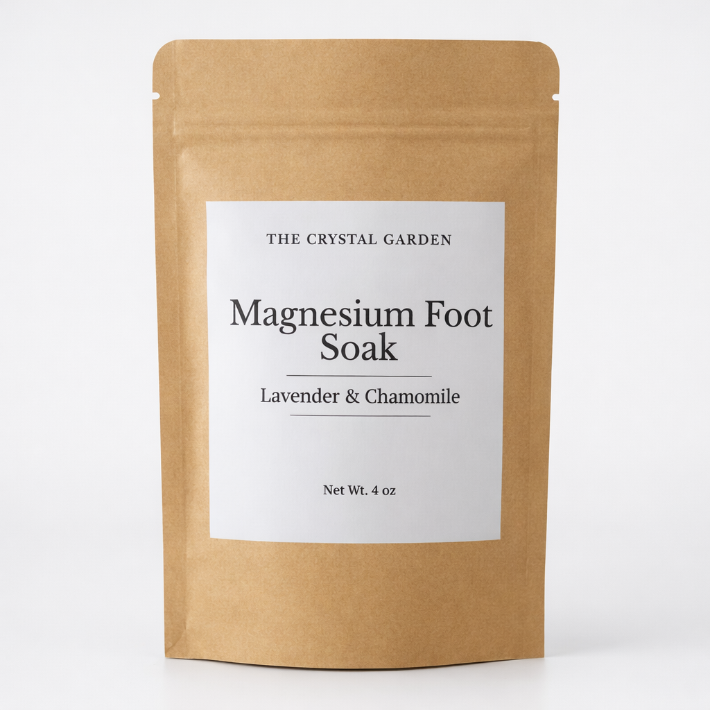 Single-use magnesium foot soak pouch lavender and chamomile by The Crystal Garden