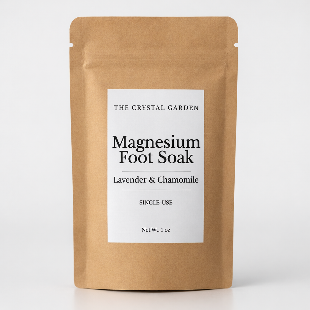 Magnesium Foot Soak single-use pouch with lavender and chamomile by The Crystal Garden