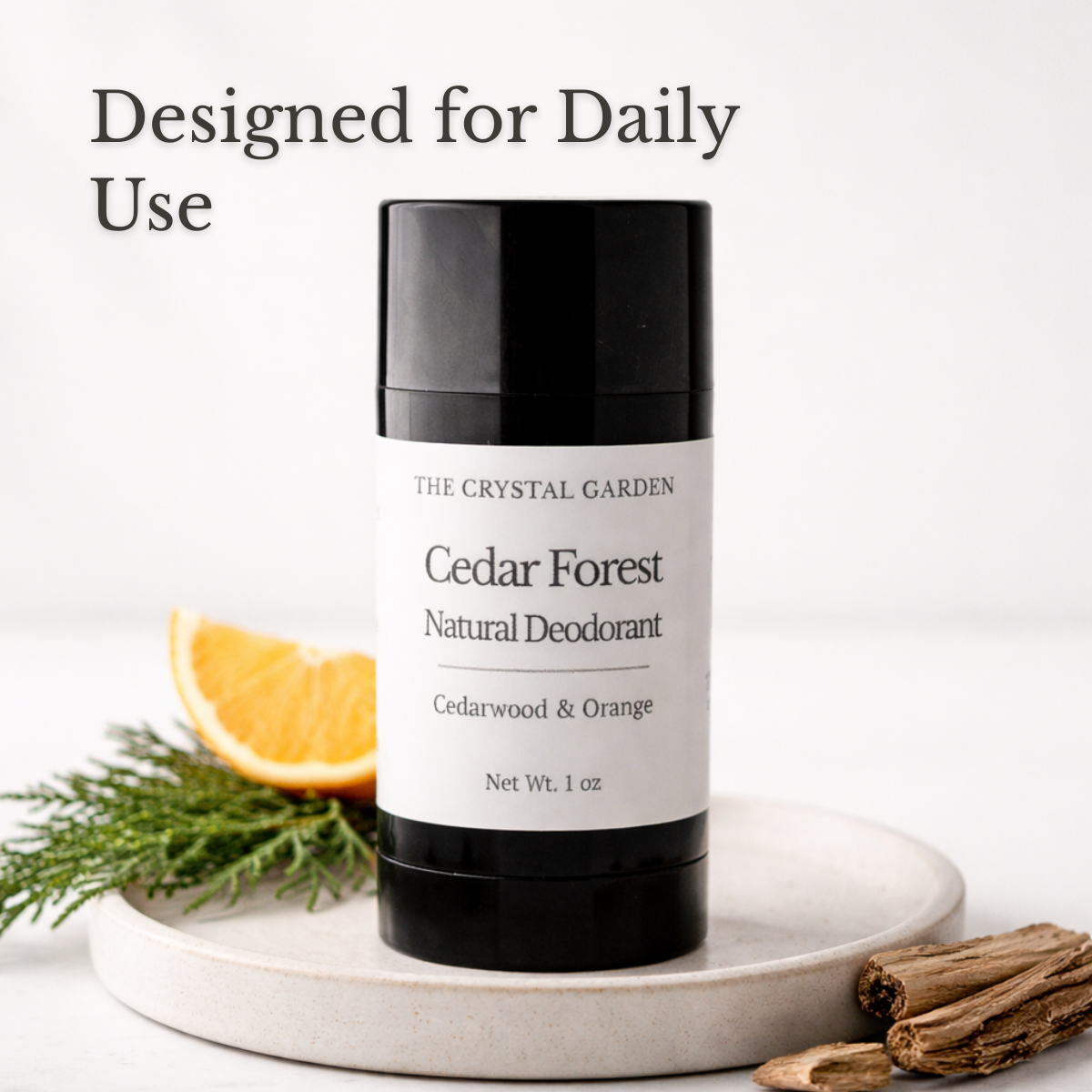 Cedar Forest Natural Deodorant with cedarwood and sweet orange essential oils