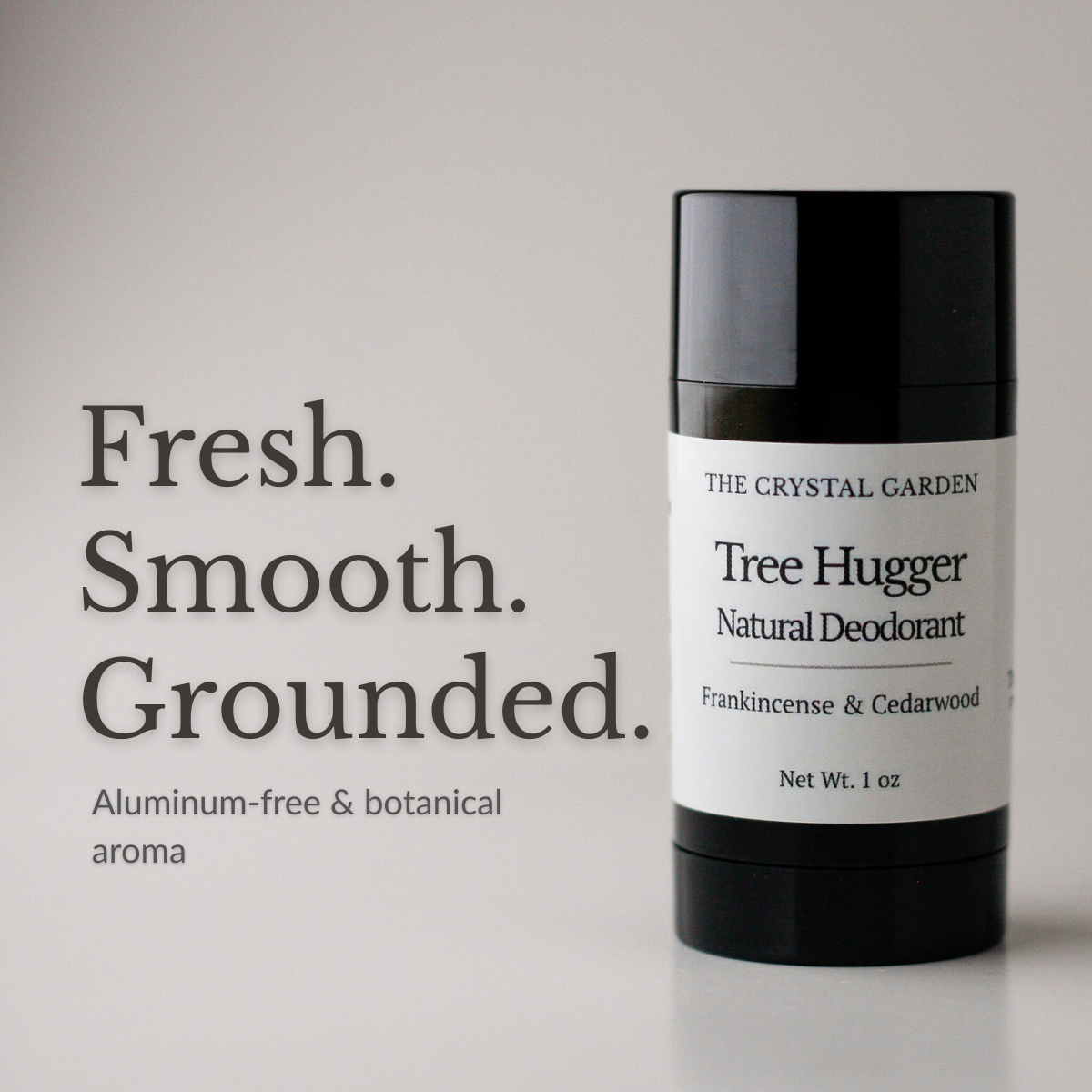 Tree Hugger Natural Deodorant plant-based deodorant with cedarwood and frankincense in black twist-up tube