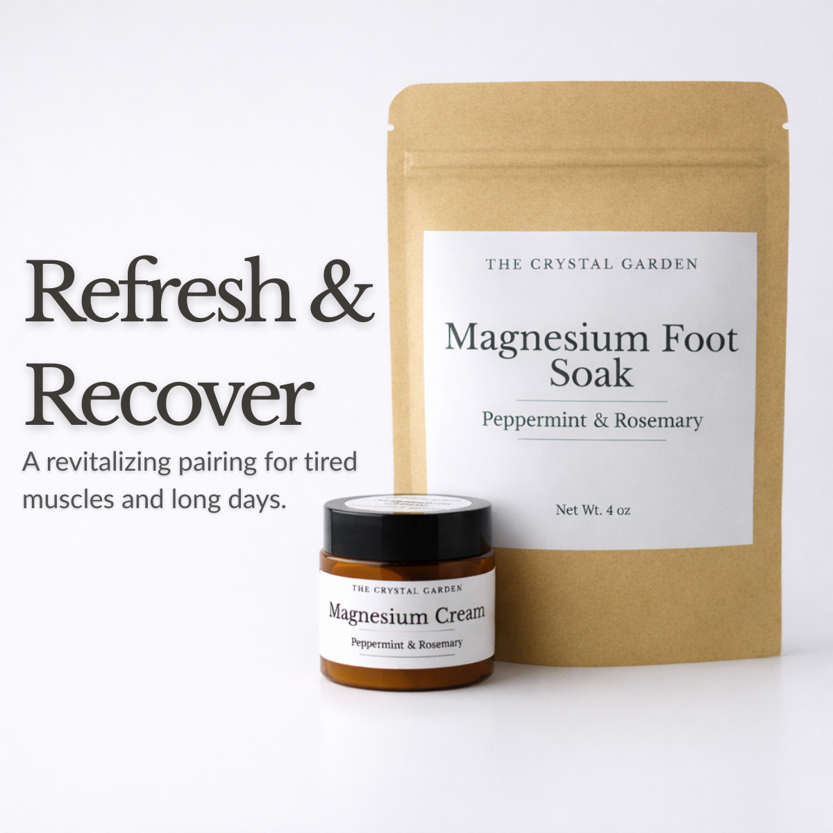 Peppermint Rosemary Magnesium Cream and Foot Soak bundle