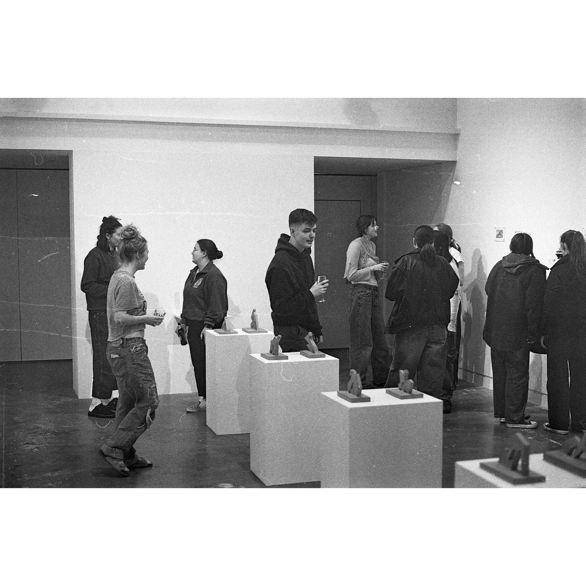 Photograph of the private view of 'Izatt Shortman, Harry Wilkins' at Michael Pennie Gallery, Bath, 2024. © Jakub Knap, 2024