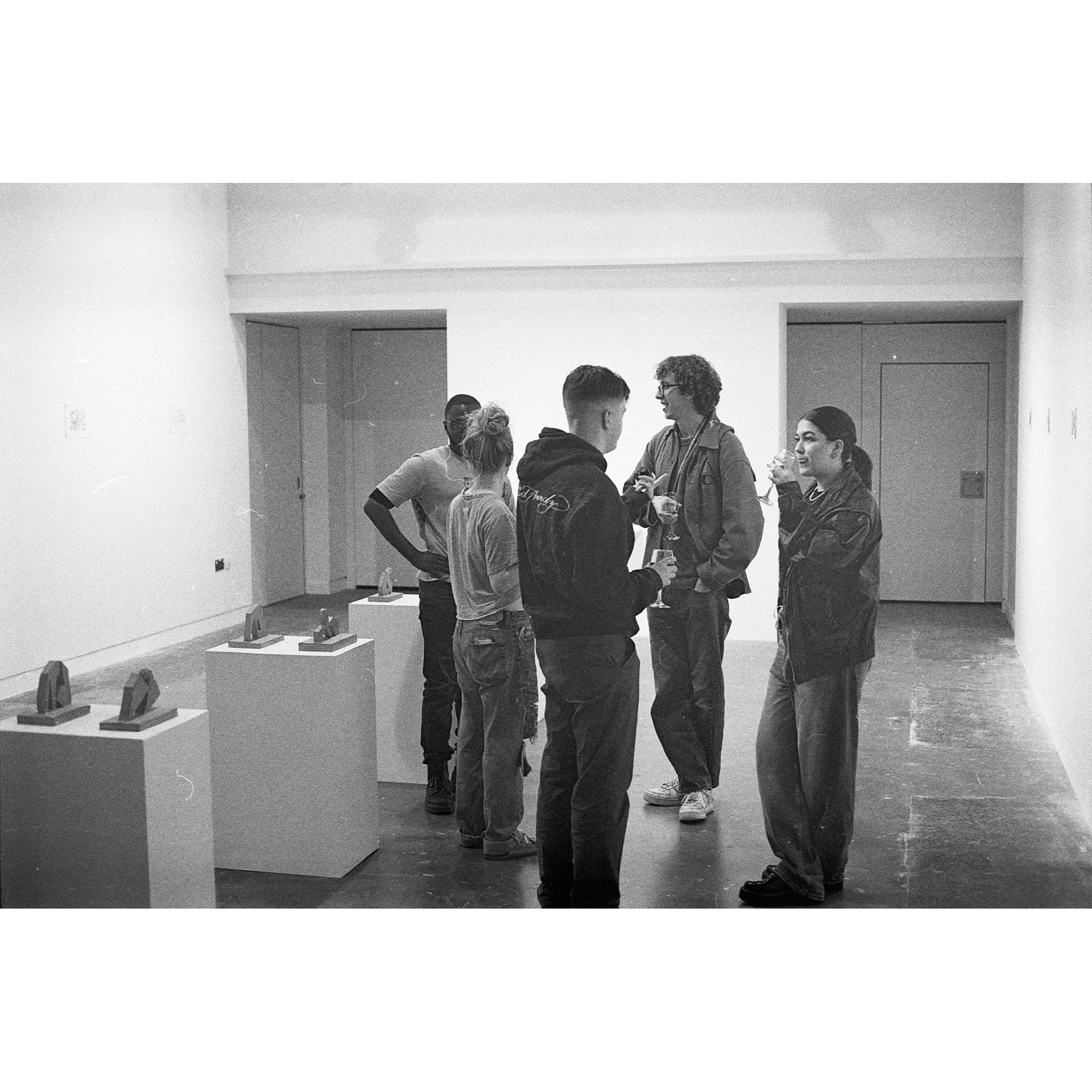 Photograph of the private view of 'Izatt Shortman, Harry Wilkins' at Michael Pennie Gallery, Bath, 2024. © Jakub Knap, 2024