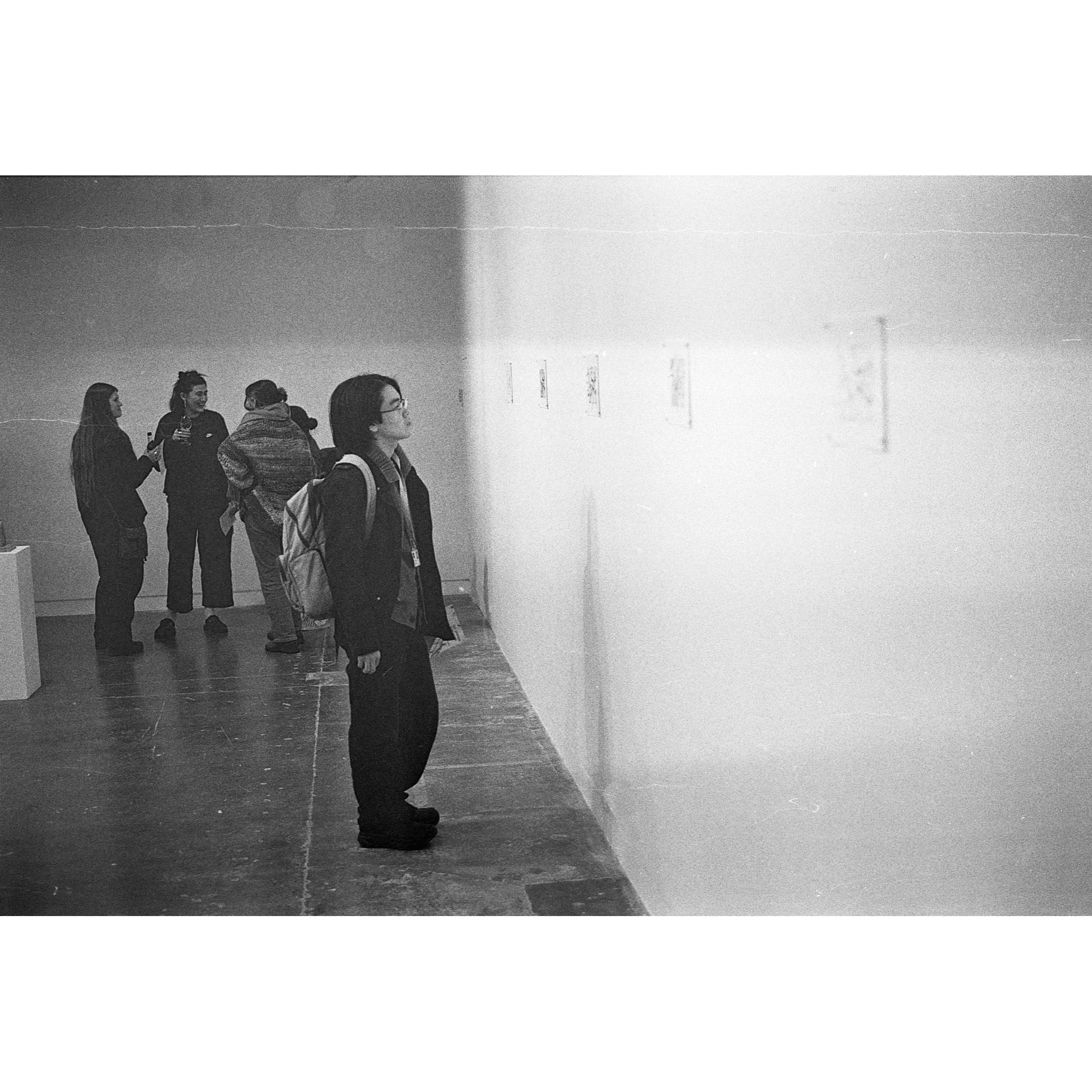 Photograph of the private view of 'Izatt Shortman, Harry Wilkins' at Michael Pennie Gallery, Bath, 2024. © Jakub Knap, 2024