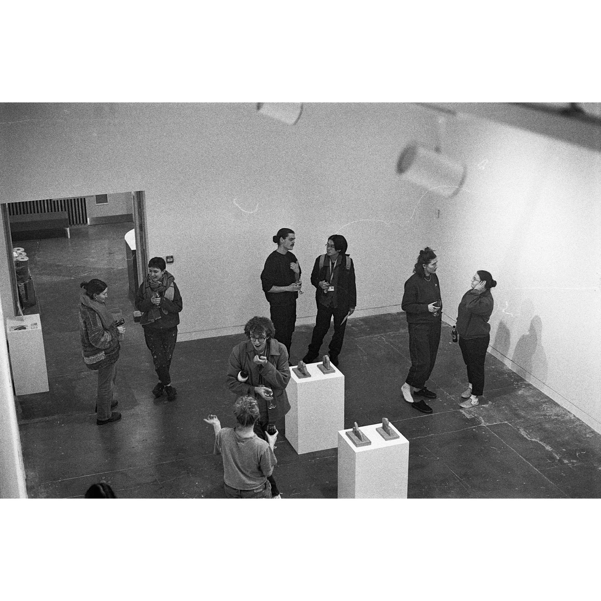 Photograph of the private view of 'Izatt Shortman, Harry Wilkins' at Michael Pennie Gallery, Bath, 2024. © Jakub Knap, 2024