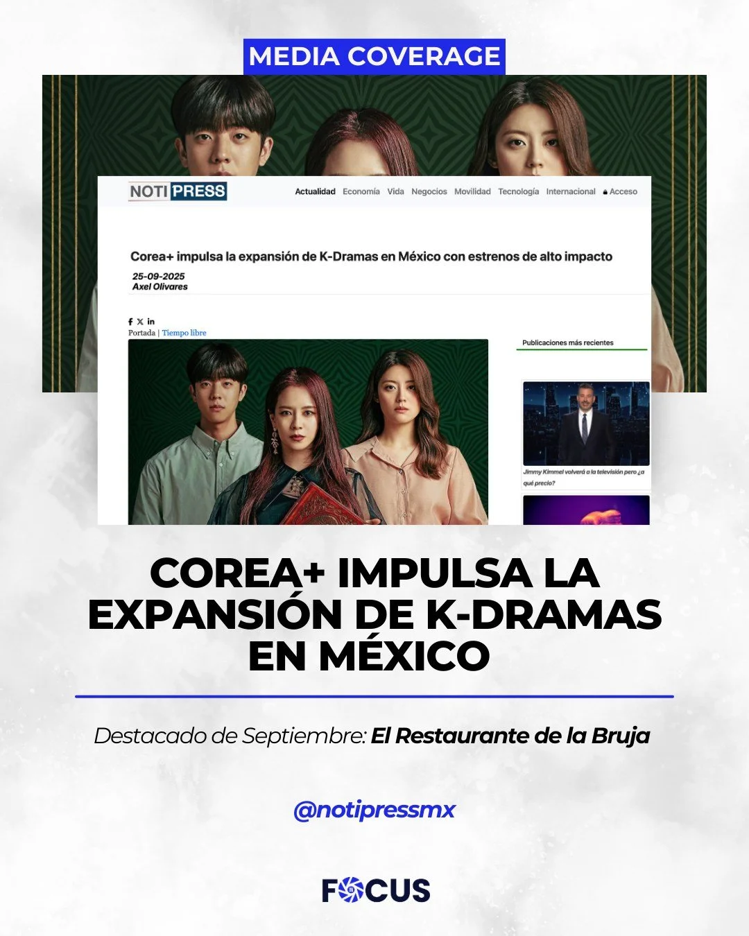 Corea+ impulsa los K-Dramas en Mexico. 🇰🇷 🇲🇽 
Llega &quot;El Restaurante de la Bruja&quot; Gracias @notipressmx por acompa&ntilde;arnos. 
#duerama #K-dramas #Corea+ @coreaplus