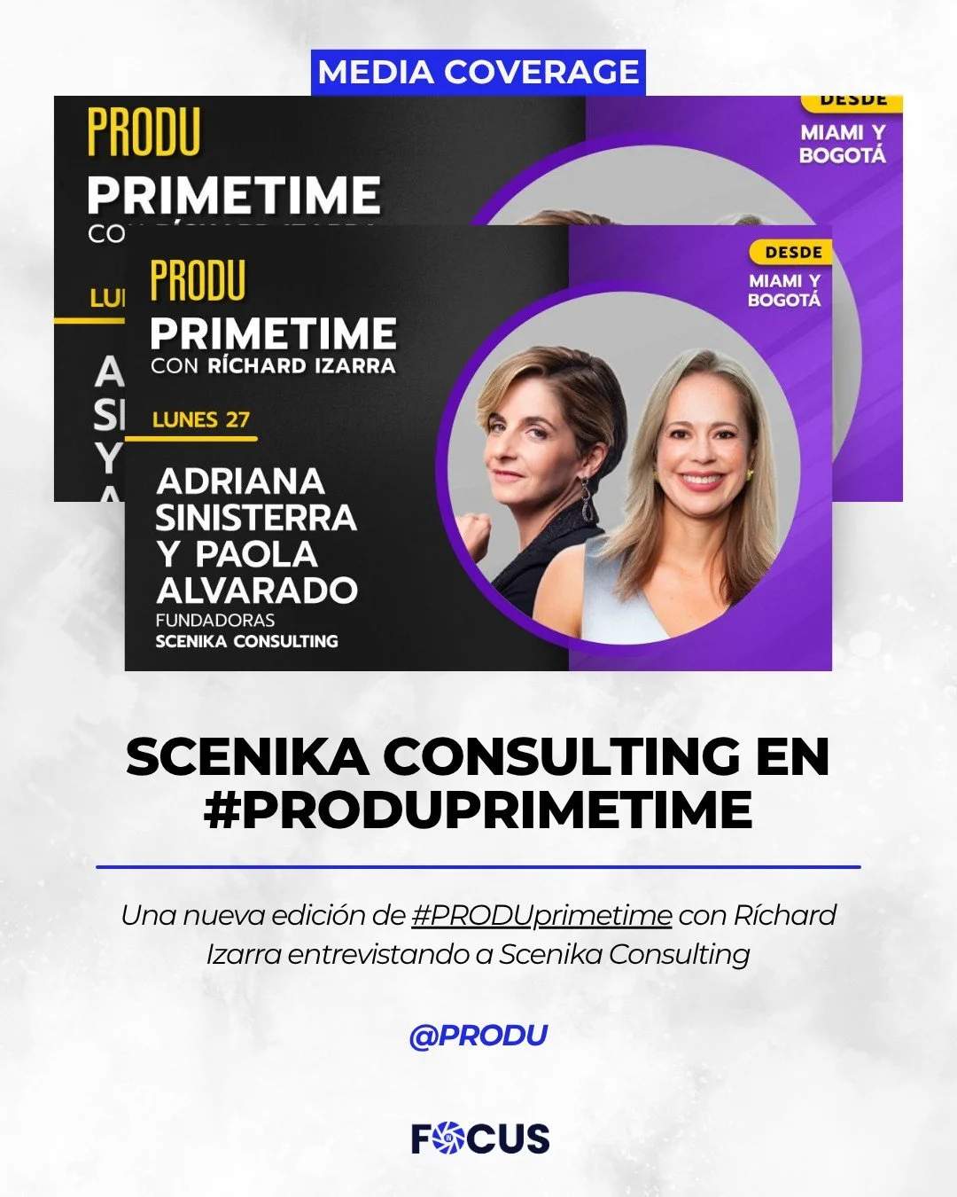Adriana Sinisterra y Paola Alvarado, fundadoras de Scenika Consulting hablaron con Richard Izarra en #PRODUPRIMETIME de como naci&oacute; la nueva firma, sus m&aacute;s de 20 a&ntilde;os se experiencia y como desde Scenika van a empoderar al talento 