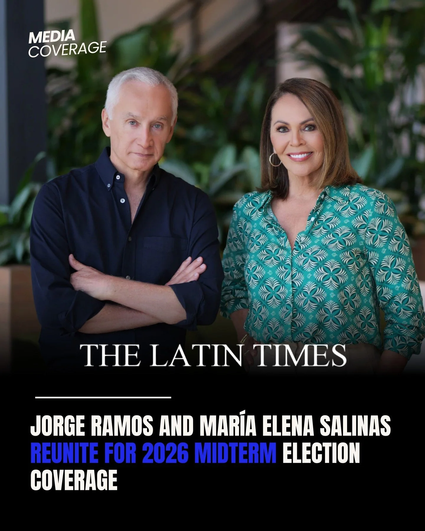 Salinas will join Ramos on his digital program, Jorge Ramos: As&iacute; Veo Las Cosas, for Tu Voz - Tu Voto, a series of specials ahead of the November 3 midterm elections, production company Tres Alebrijes announced Tuesday. The series begins Octobe