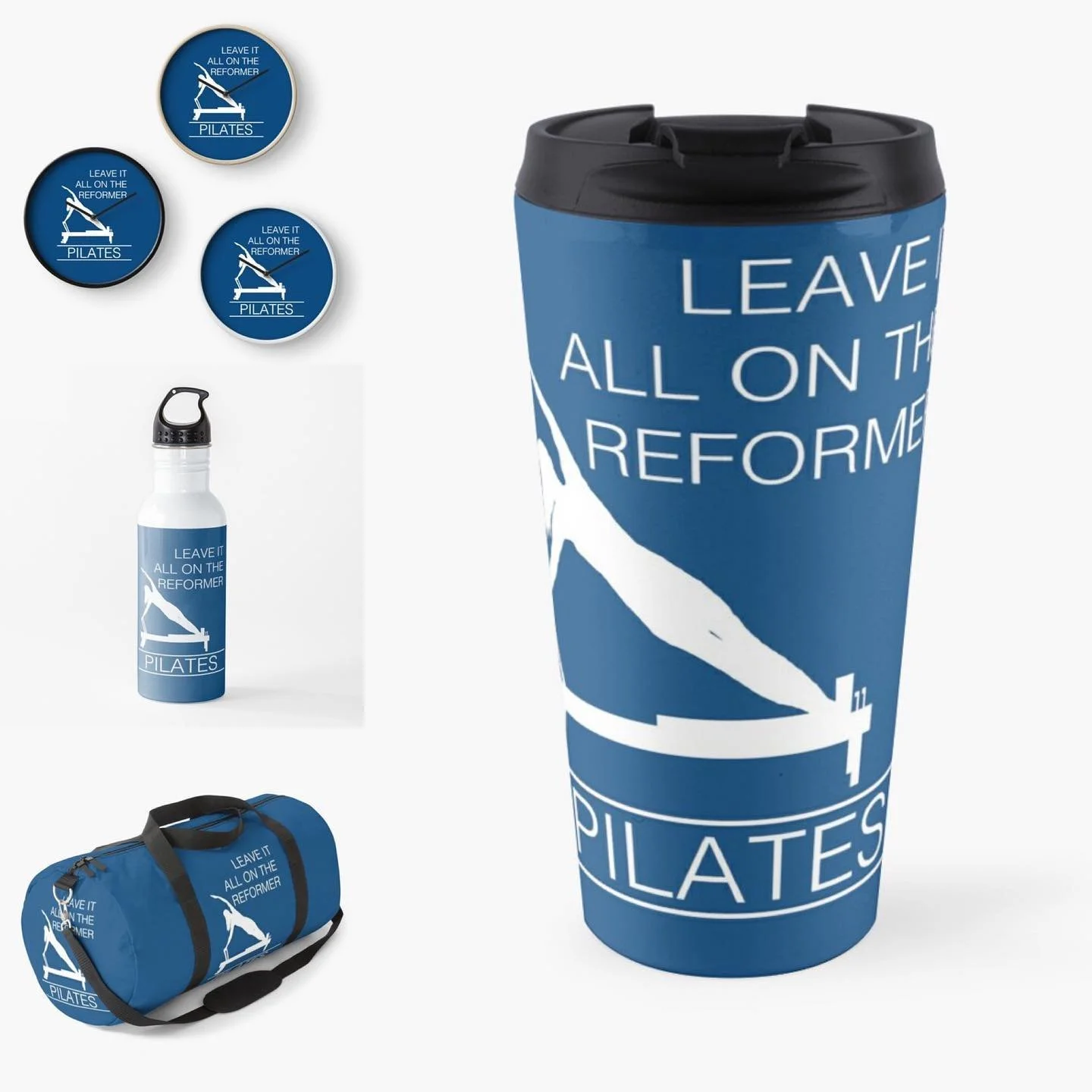 Leave It All On The Reformer, Pilates. A fun and #inspirational Pilates fitness quote on a variety of household decor and personal accessories. Find the perfect gift or inspirational touch for any workout space or #pilatesstudio. This #pilatesinspire