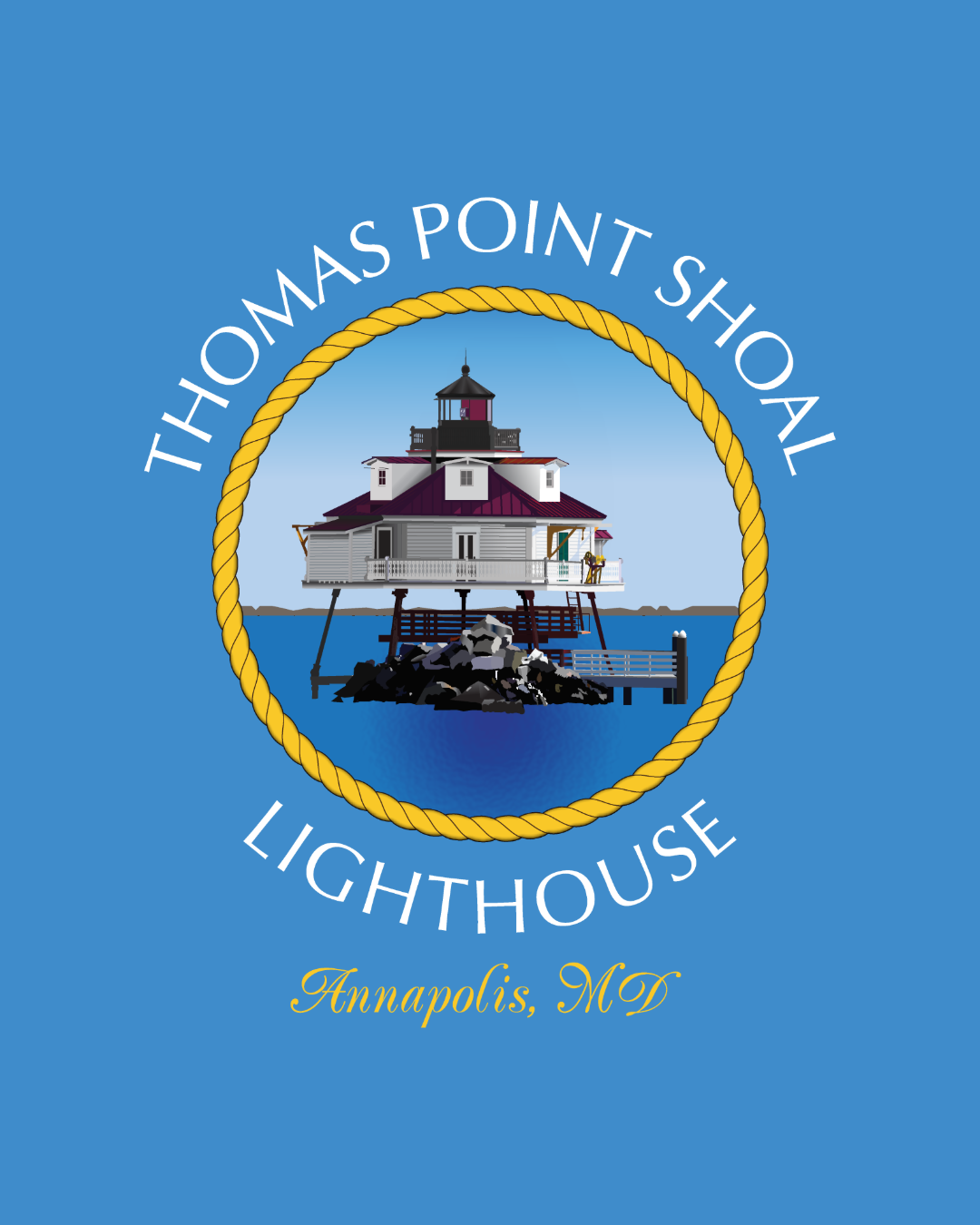 Thomas Point Shoal Lighthouse, Annapolis, MD, Digital Illustration