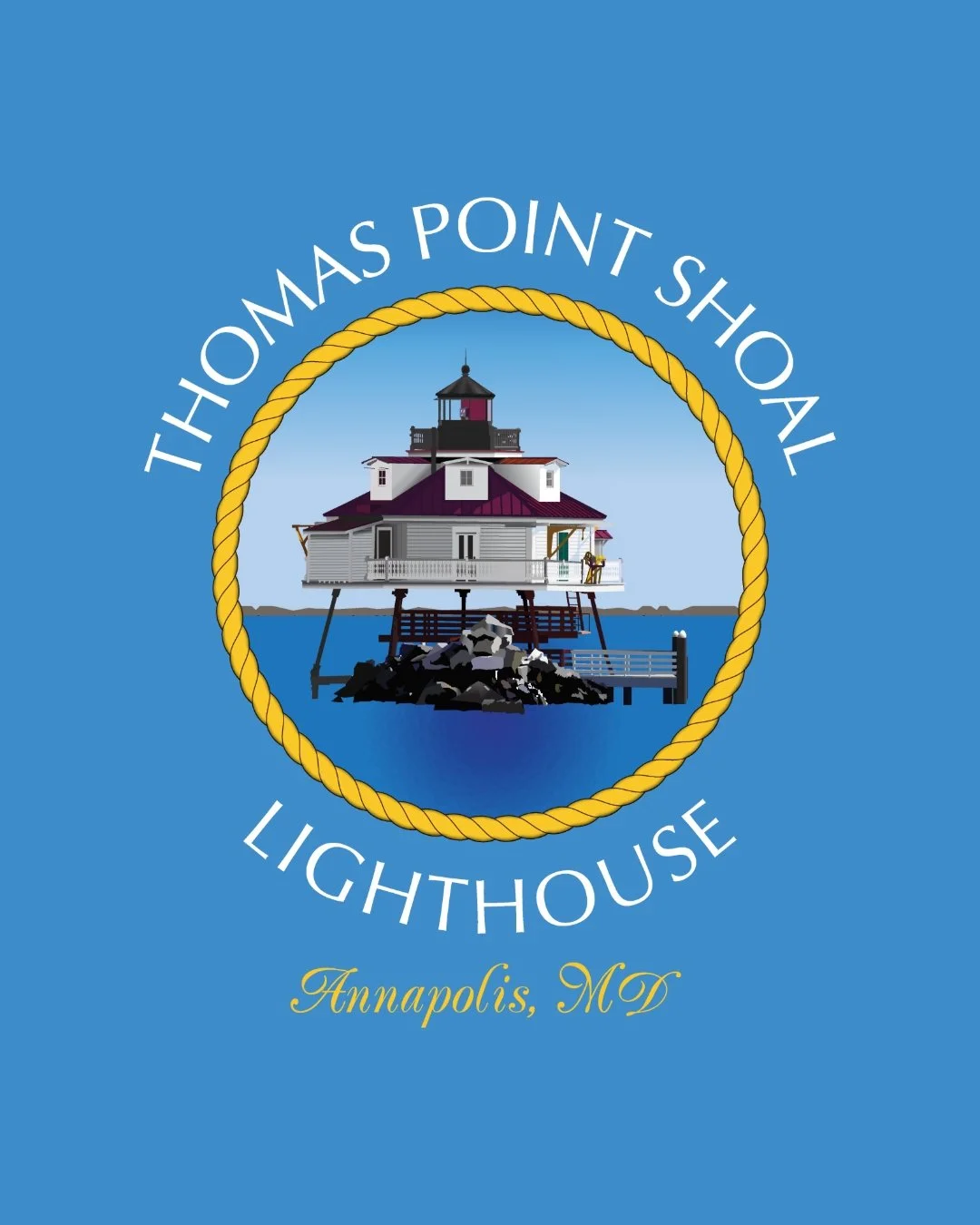 This digital #illustration features the iconic #ThomasPointShoal #Lighthouse. This detailed #coastaldesign captures the charm of Maryland&rsquo;s #ChesapeakeBay. Perfect for those who love #Annapolis, nautical scenery, and classic #waterfront landmar