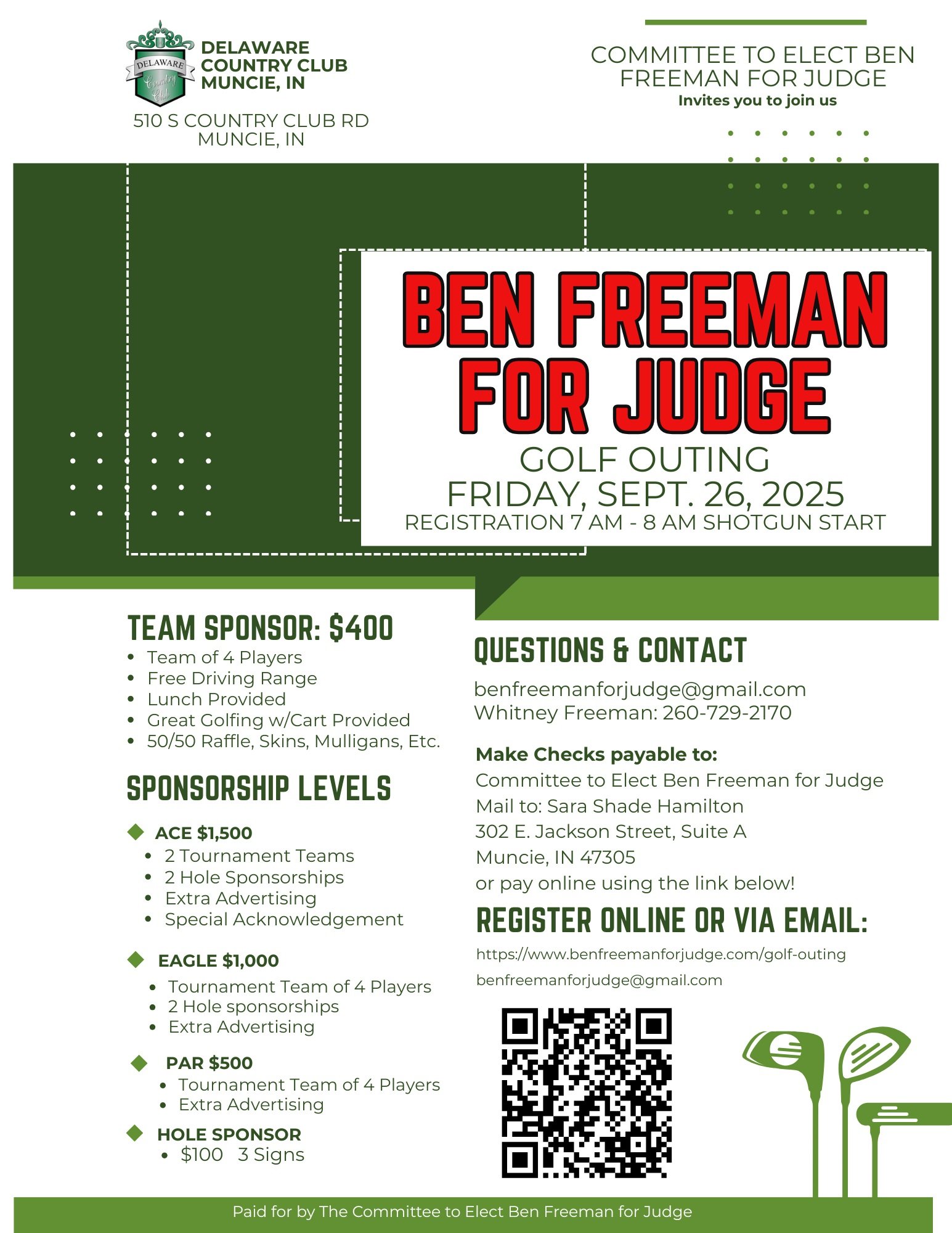 Ben Freeman For Judge Golf Outing