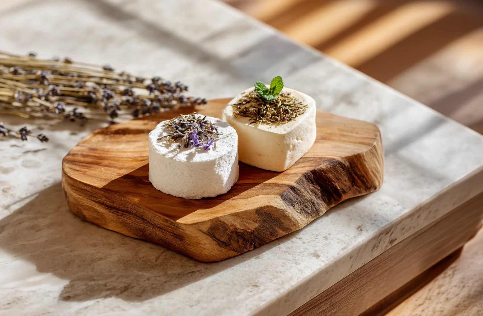 Cabin Steamers herbal shower steamers with dried flowers at Fjellsangin PNW cabin getaway