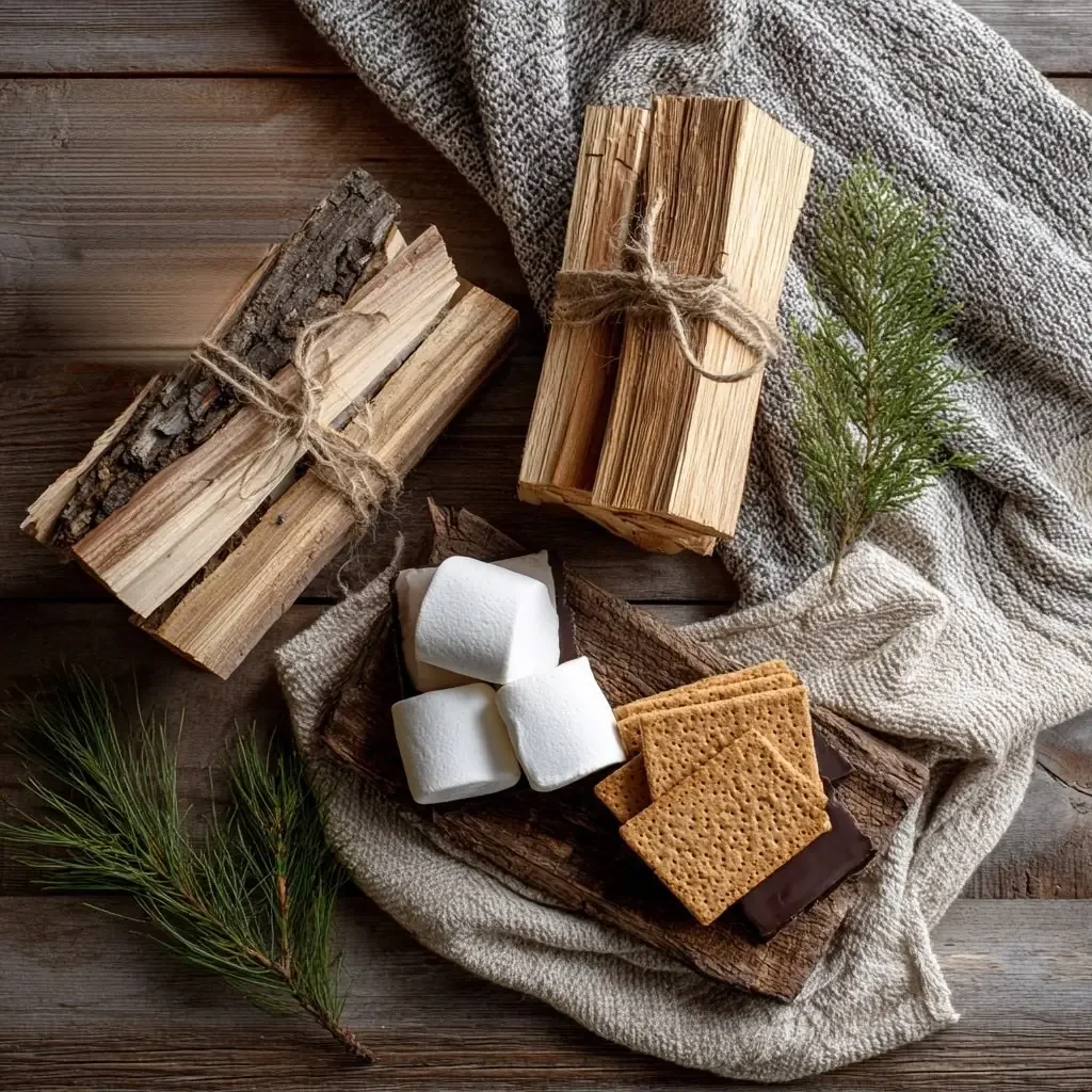 Fjellsangin Ultimate Campfire Kit — seasoned alder firewood, kindling, marshmallows, graham crackers and chocolate