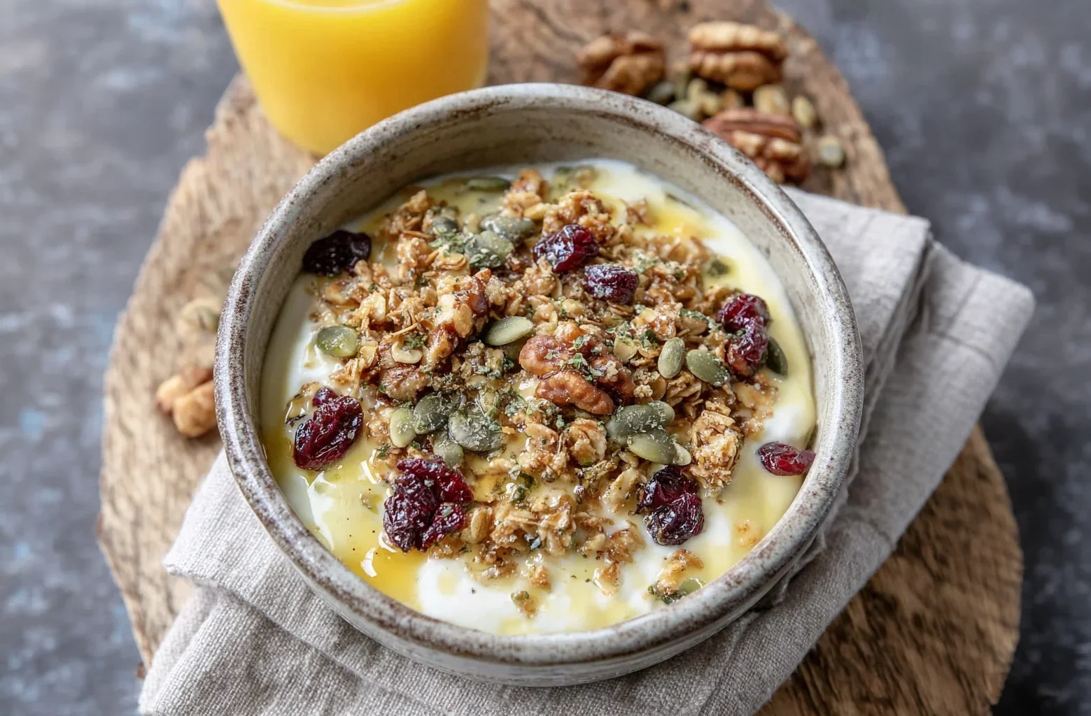 Summit Bowl yogurt with granola and honey — Fjellsangin breakfast kit near Mt. Rainier National Park