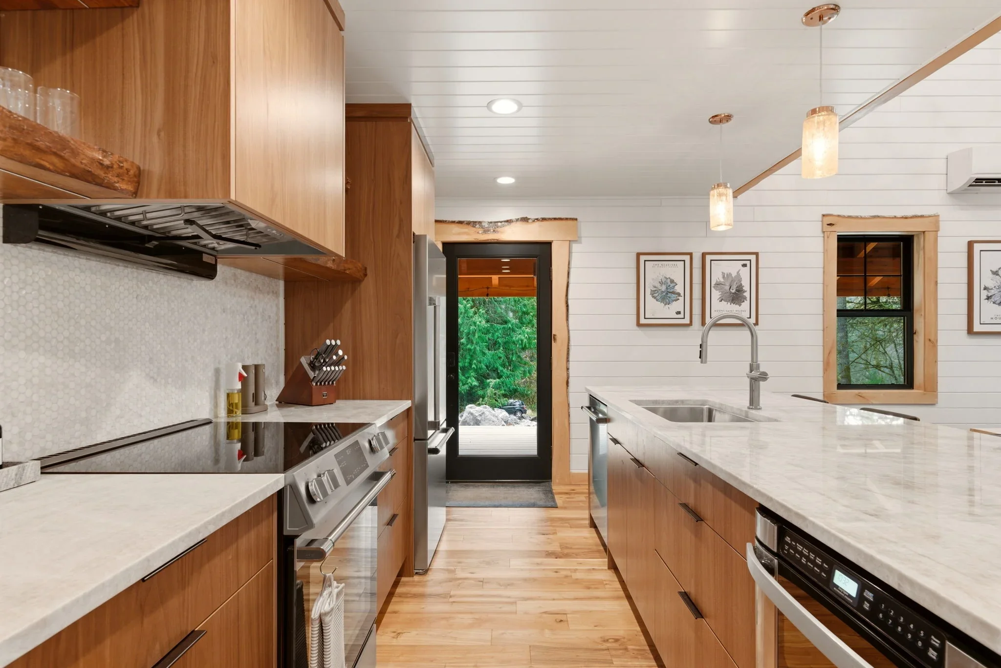 Kitchen at Fjellsangin, open-concept luxury cabin near Mount Rainier