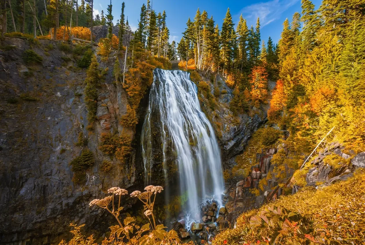 Narada Falls running high with October rain near Mount Rainier's Nisqually side