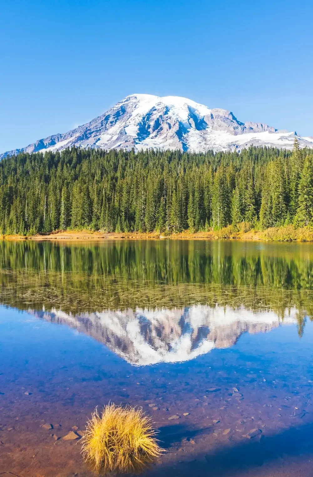 Reflection Lakes near Mount Rainier, a quieter alternative to Paradise close to Fjellsangin