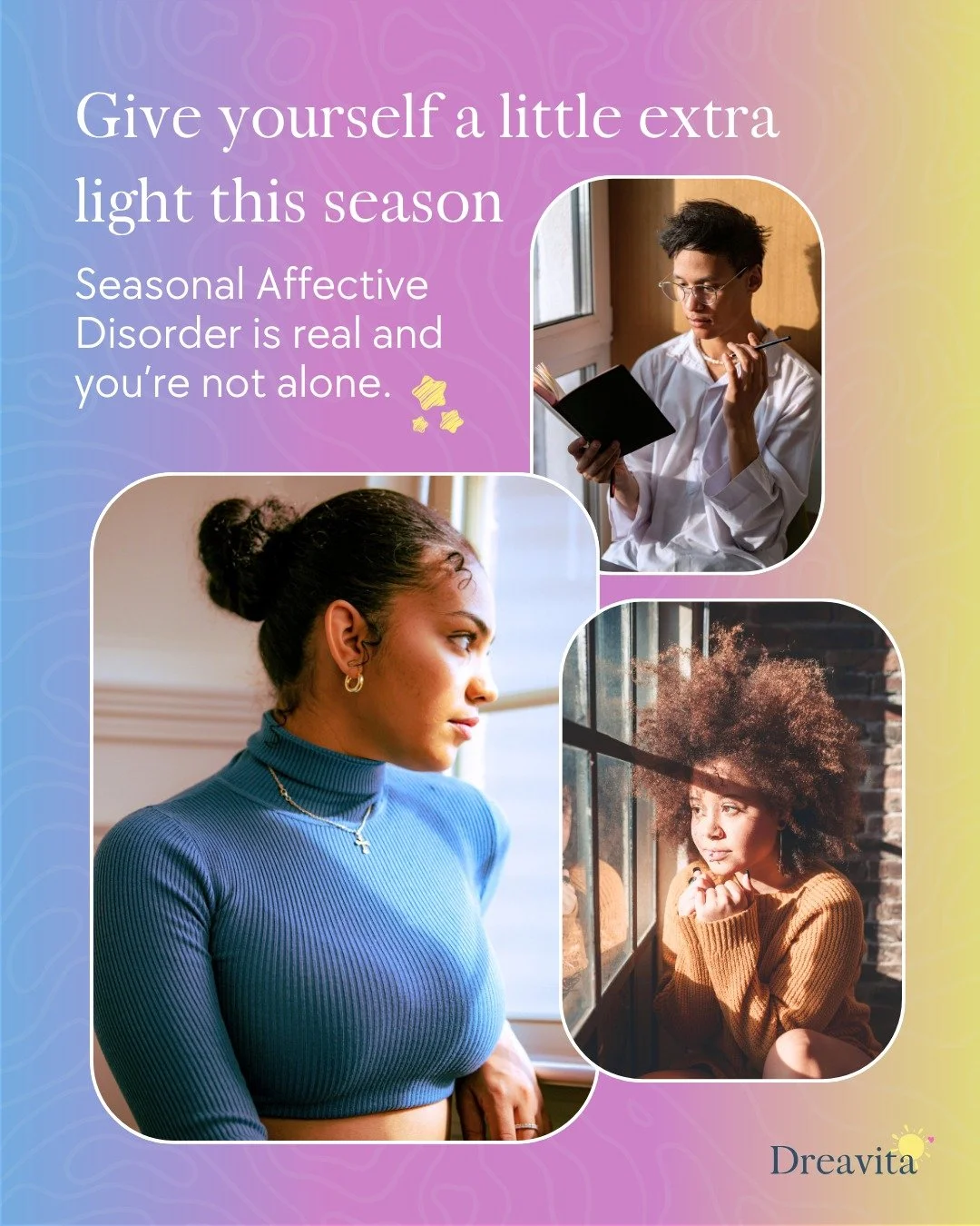 Fall&rsquo;s gorgeous but also a little sneaky. When the days get shorter and the light shifts, sometimes our mood radar takes a hit and you might experience SAD. 

Seasonal Affective Disorder (SAD) is a type of depression that shows up with the seas