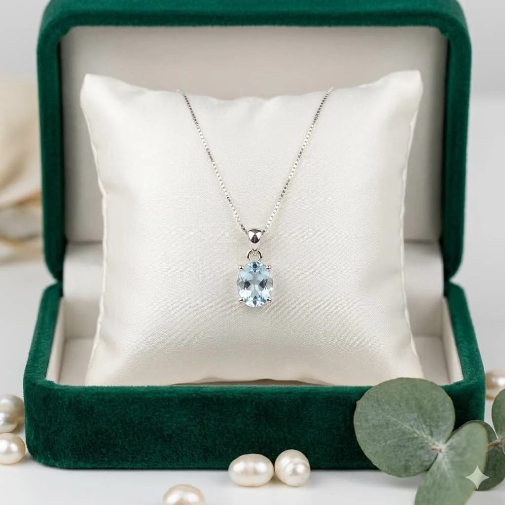 Cadena con Dije de Cruz y Piedra Azul en Plata