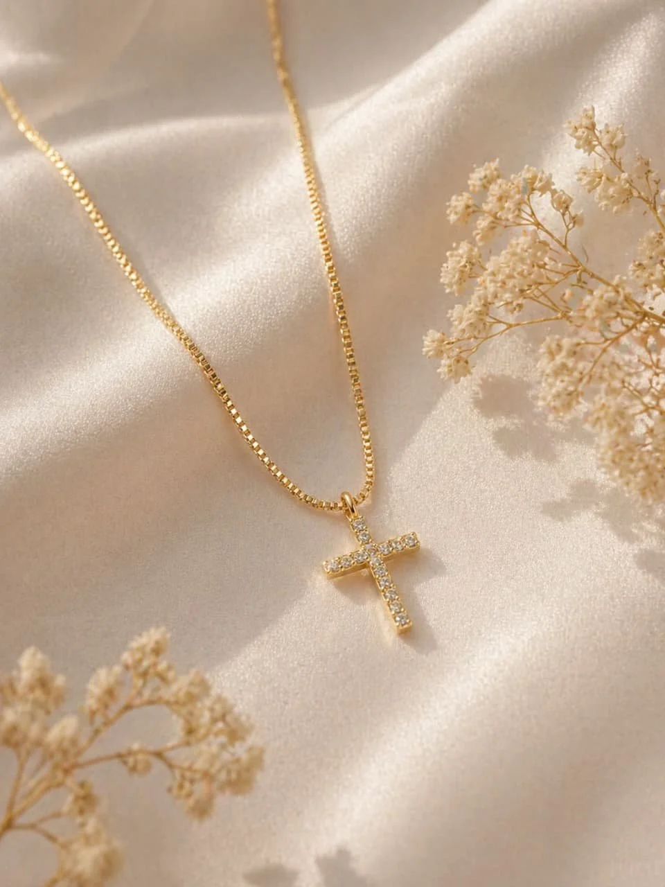Cadena de Oro Laminado 18K con Dije de Cruz - 45 cm