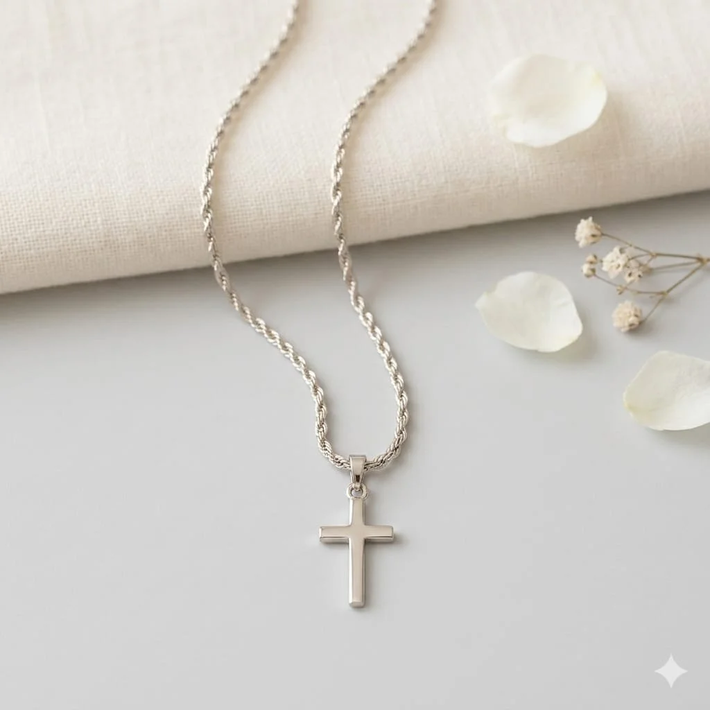 Collar Elegante con Cruz en Plata