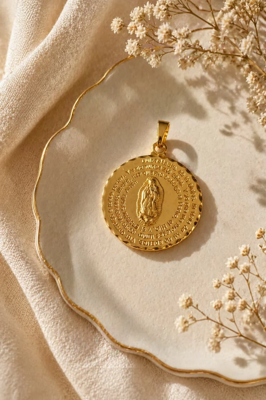 Dije de la Virgen de Guadalupe en Oro Laminado 18K