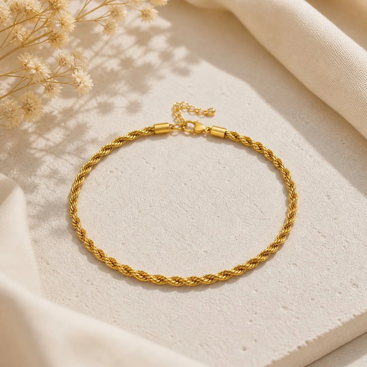 Tobillera Trenzada en Oro Laminado 18K
