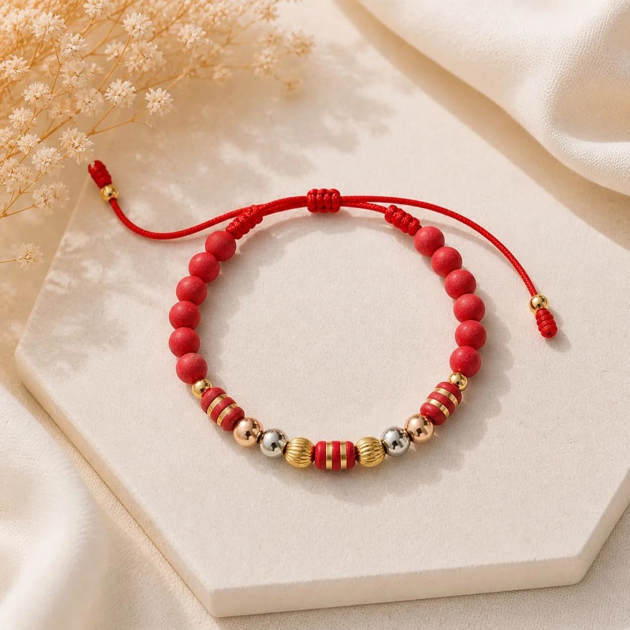 Pulsera Roja en Oro Laminado 18K