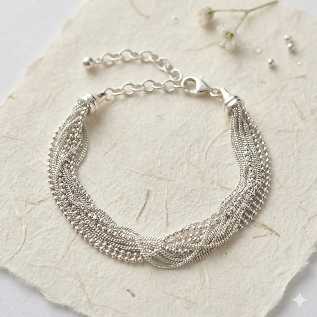 Pulsera Trenzada de Plata Elegante