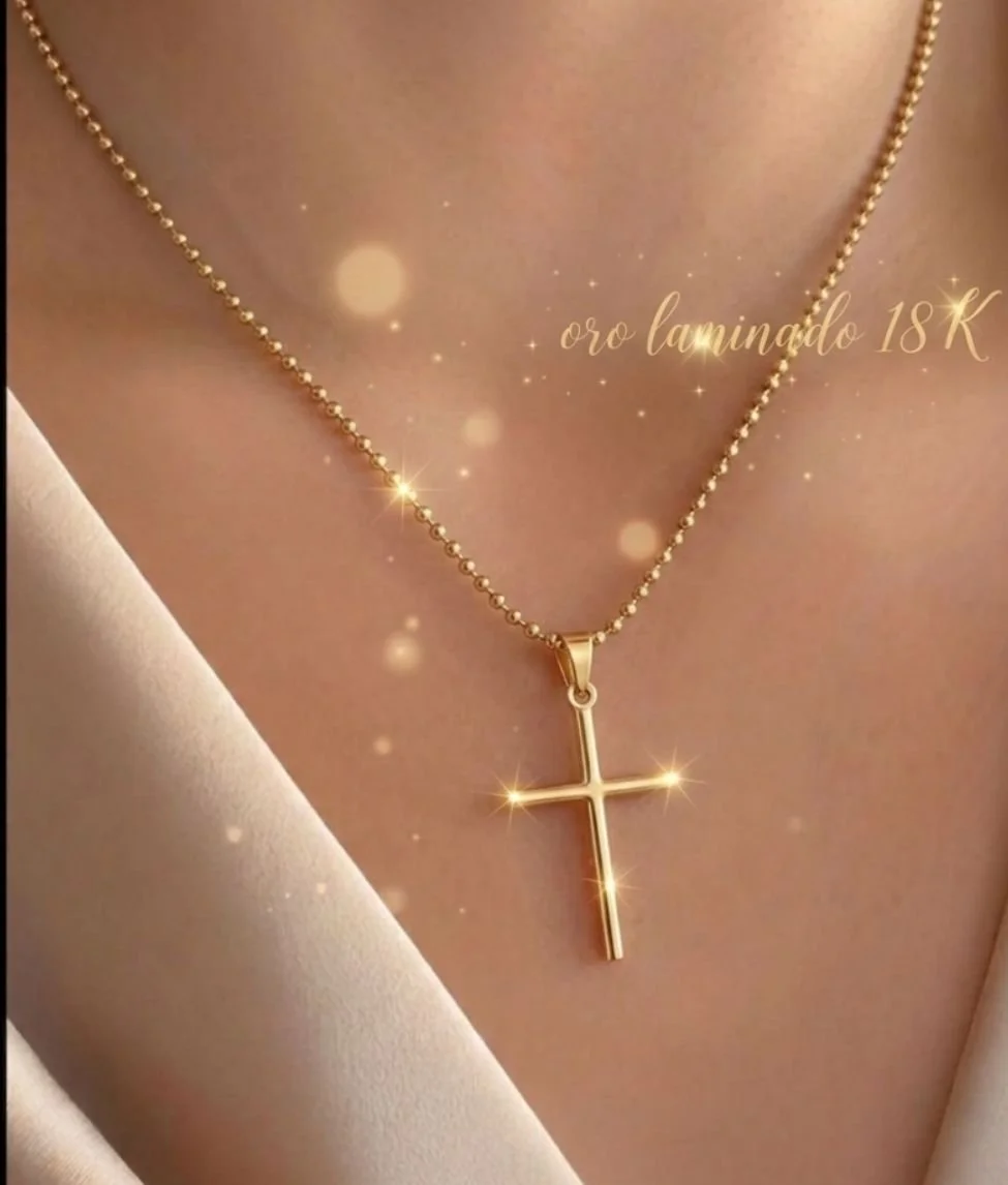 Colgante de Cruz en Oro Laminado 18K